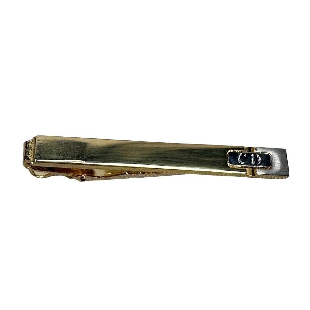 Vintage Christian Dior Mens Gold Silver Tone CD Logo Cufflinks and Tie Clip Set